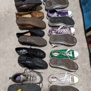 Lot of 10 pairs of shoes (Converse, Lucky, Bjorn, Rockport, and Merrell)